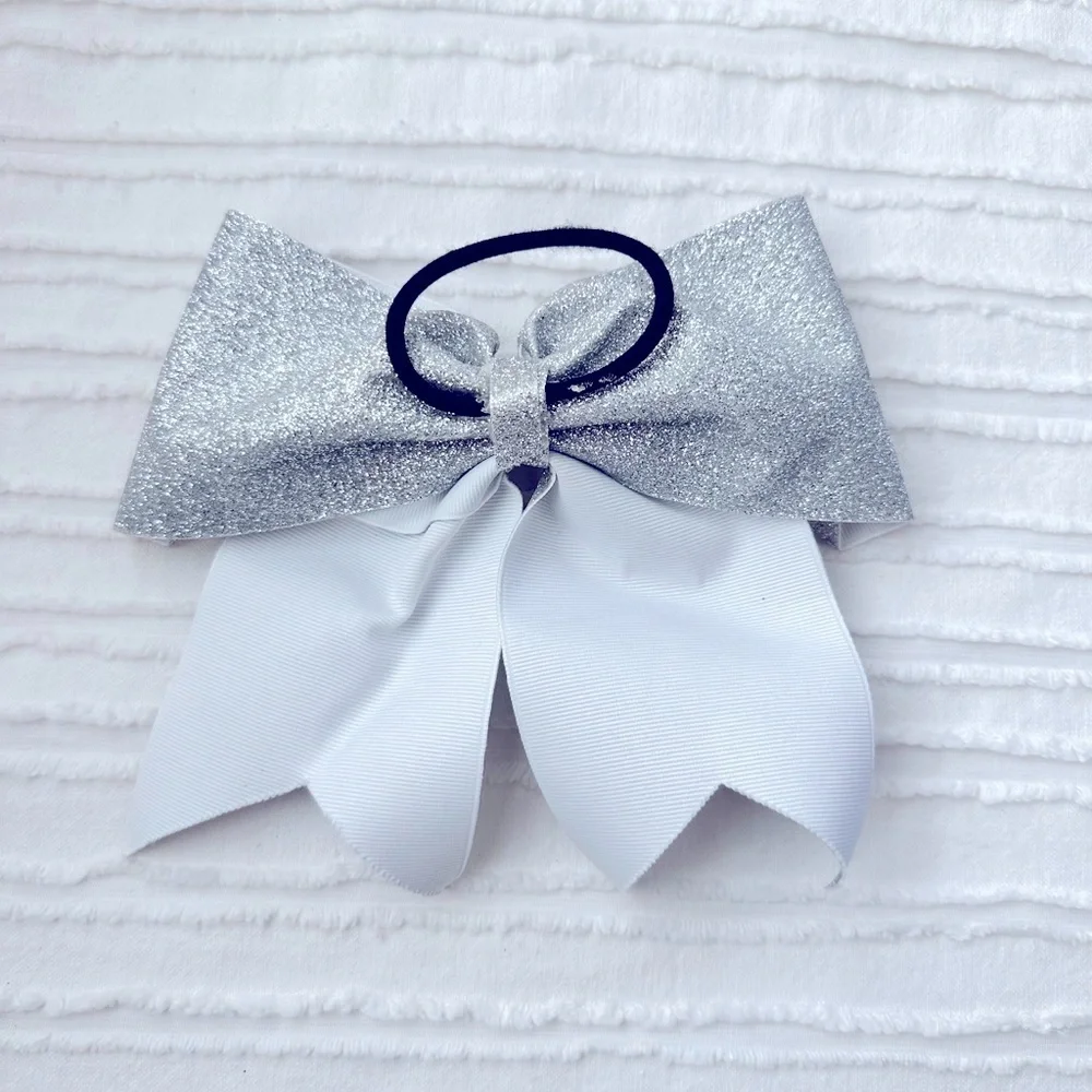 Silver Sparkle Cheerleading Bow